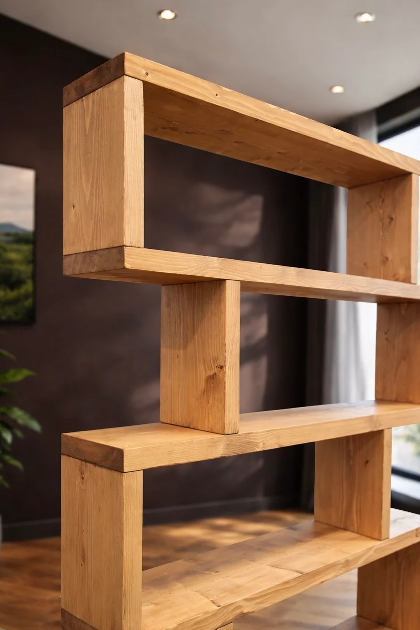 Rustic Solid Wood Staggered Bookcase | Industrial Handcrafted Bookshelves - Image 6