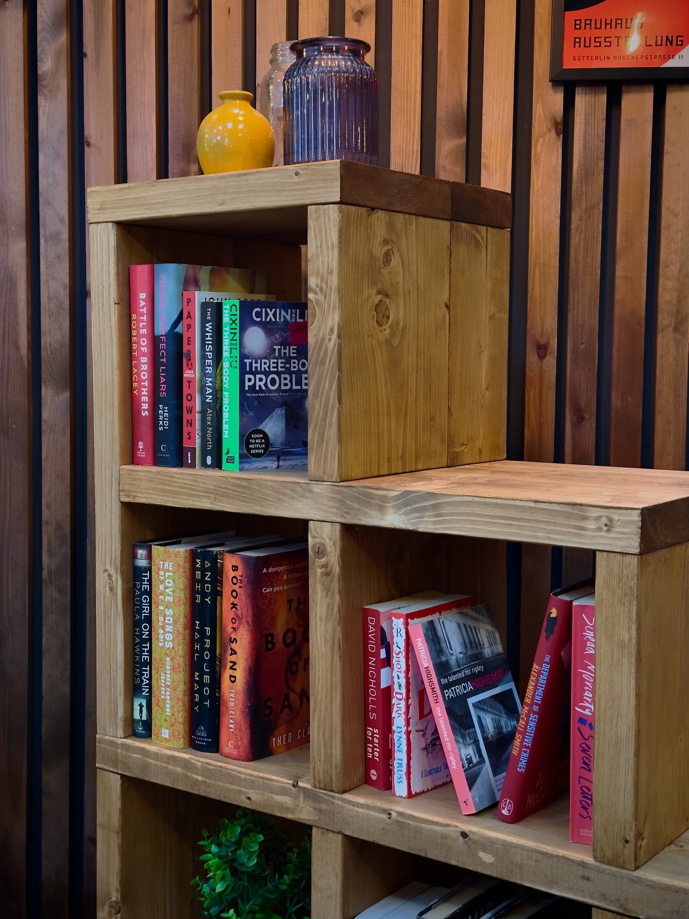 Rustic Step Bookcase | Shelving Unit | Reclaimed Style Solid Wooden Cube Bookshelves | Under Stairs Storage | Industrial Style Cabinet - Image 7