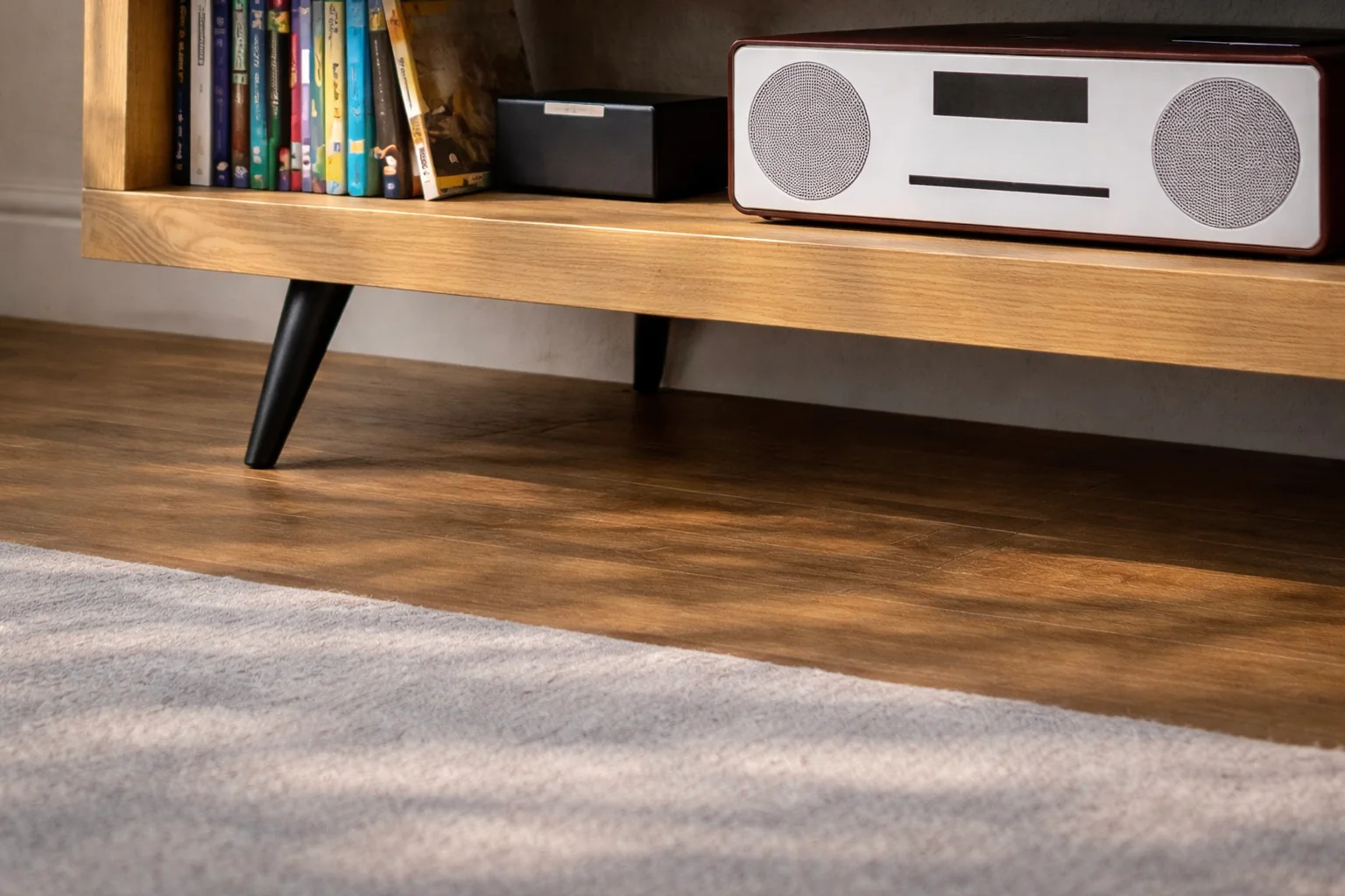 Rustic TV Stand | TV Unit | Media Cabinet on Mid Century Style Black Steel Tapered Legs - Image 5