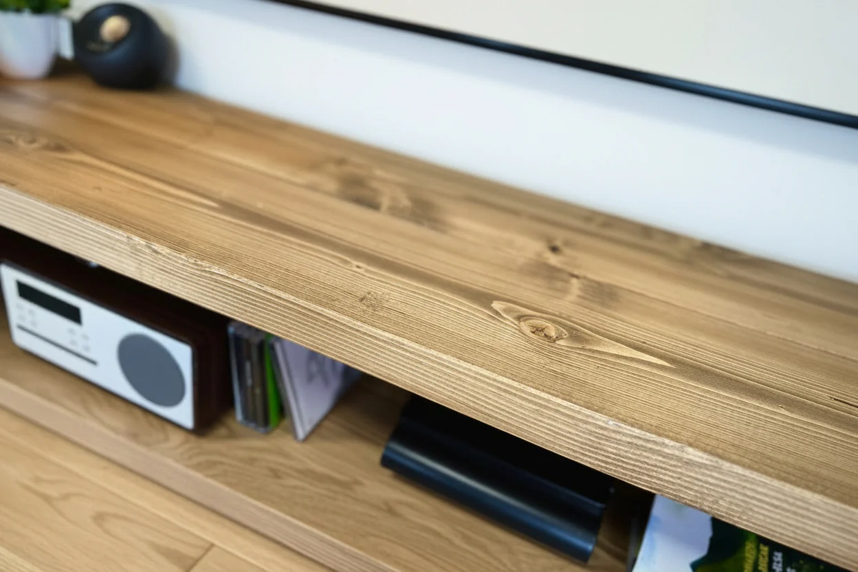 Rustic TV Stand | TV Unit | Media Cabinet on Mid Century Style Black Steel Tapered Legs - Image 7