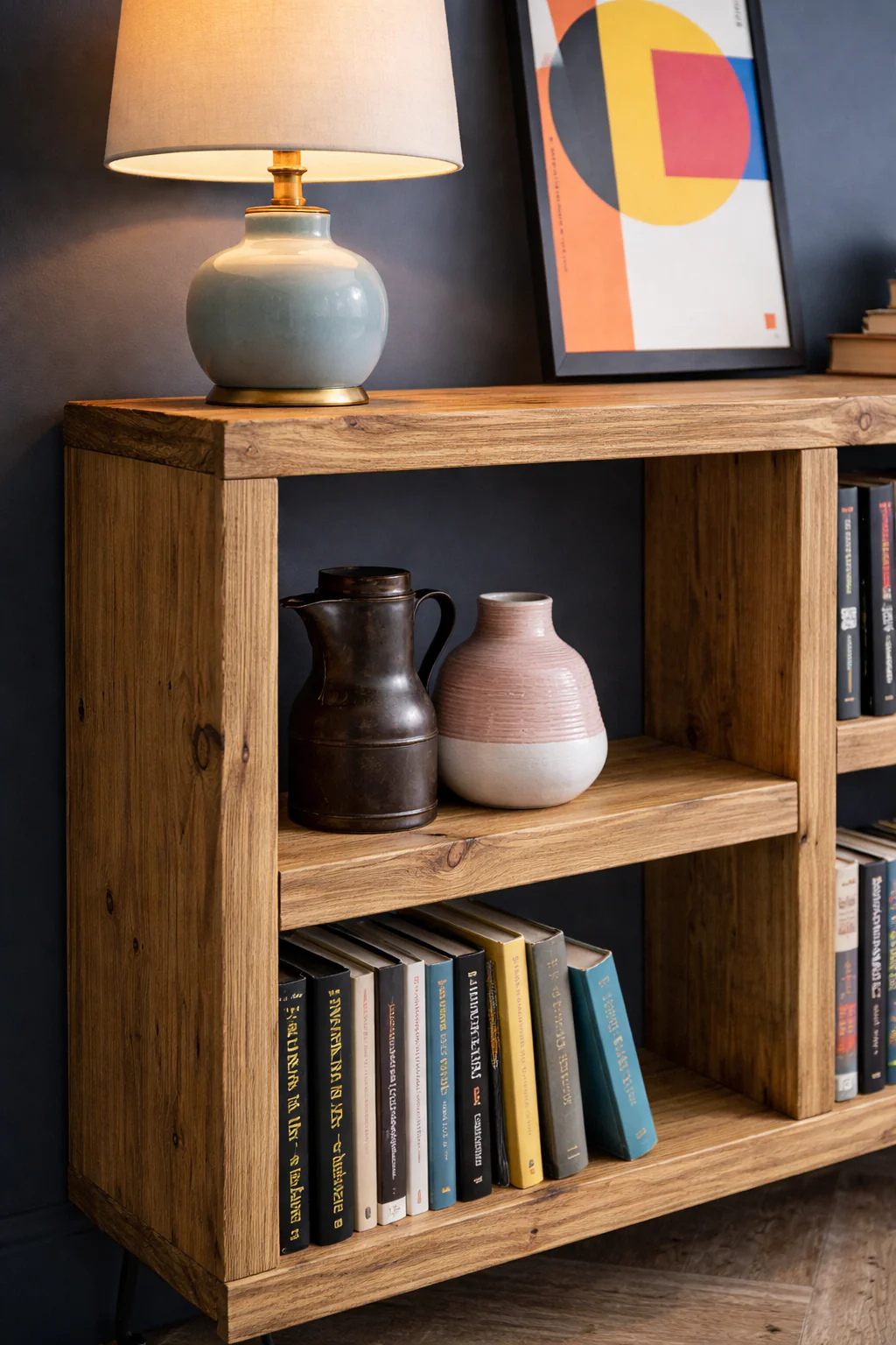 Rustic Wooden Bookcase Sideboard with Steel Hairpin Legs, Reclaimed, Industrial Style - Image 4