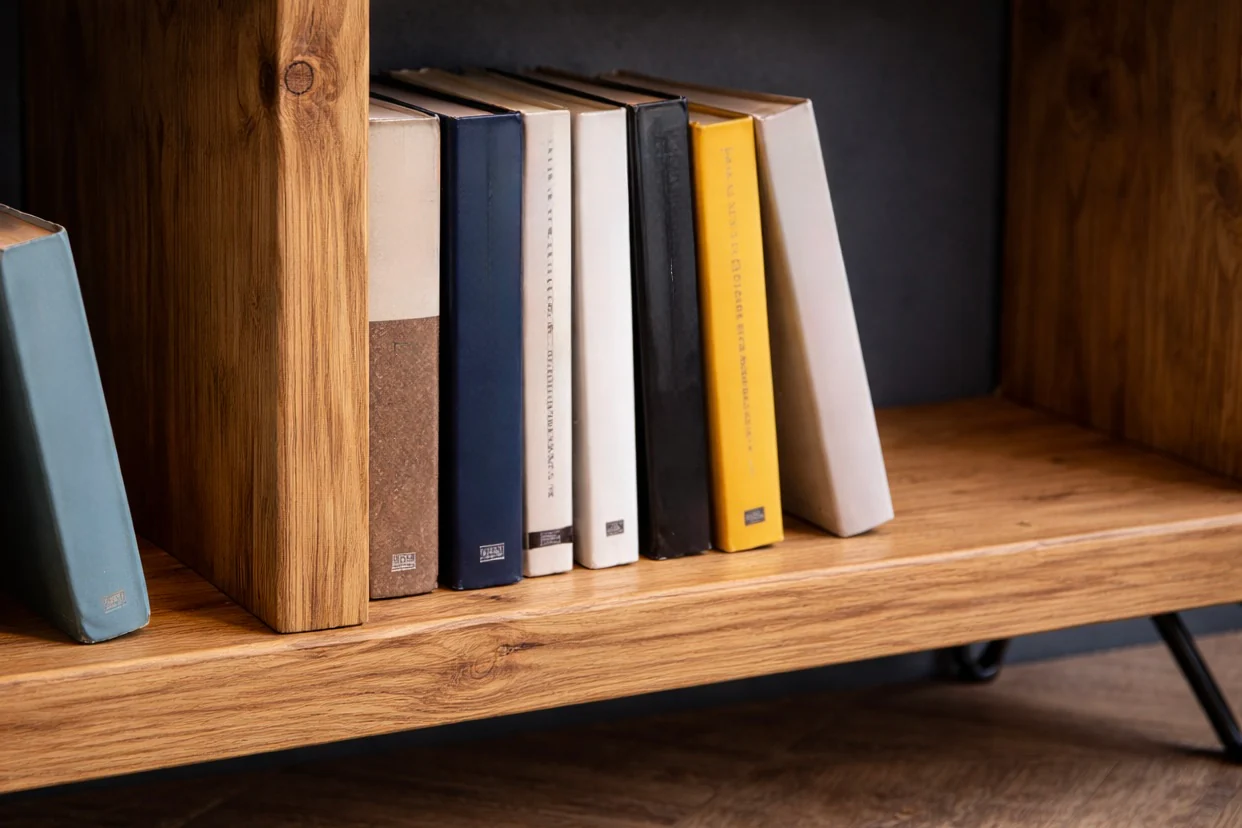 Rustic Wooden Bookcase Sideboard with Steel Hairpin Legs, Reclaimed, Industrial Style - Image 8