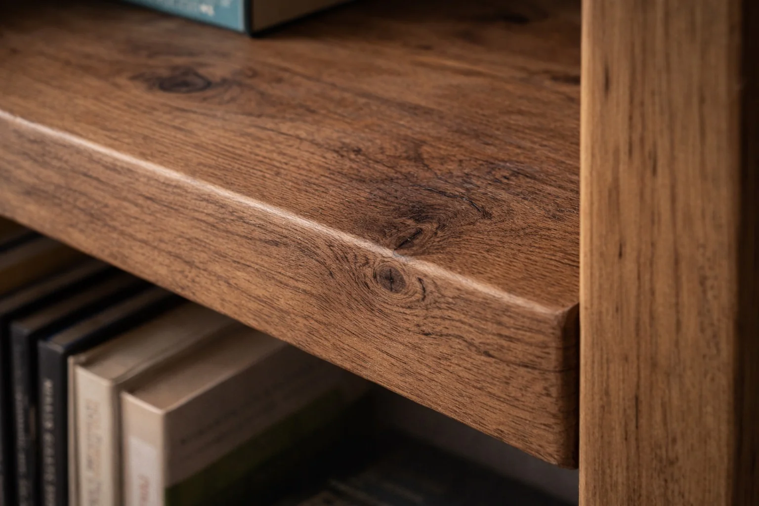 Rustic Wooden Bookcase | Solid Scaffold Timber Style | Industrial Wall Shelf Unit, Display Shelving, Living Room, Kitchen, Office - Image 12