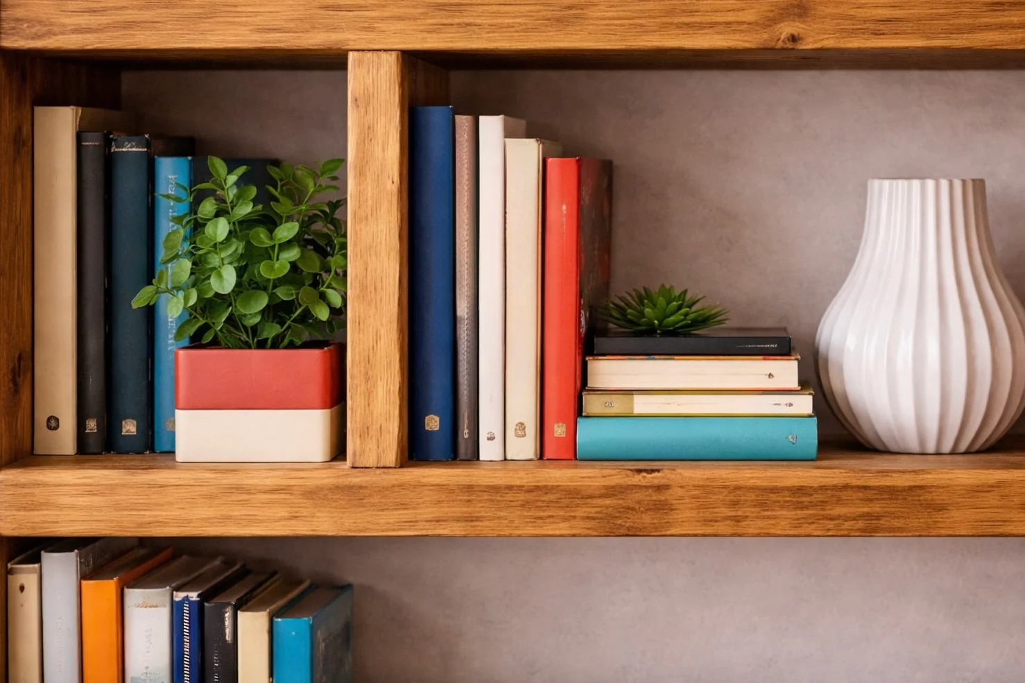 Rustic Wooden Bookcase | Solid Scaffold Timber Style | Industrial Wall Shelf Unit, Display Shelving, Living Room, Kitchen, Office - Image 9