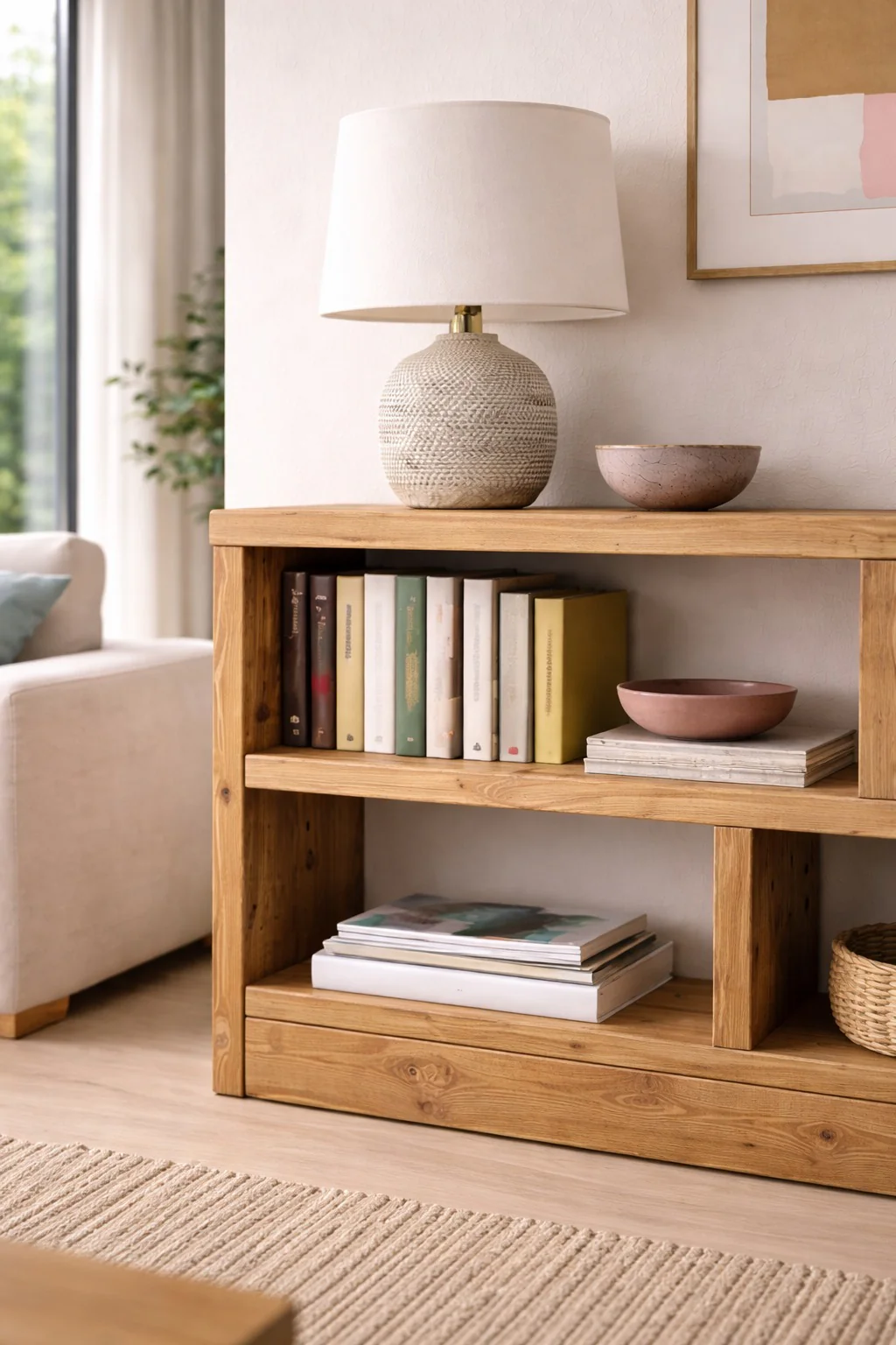 Rustic Low Bookcase | Solid Wooden Display Shelving, Living Room, Kitchen, Office - Image 4