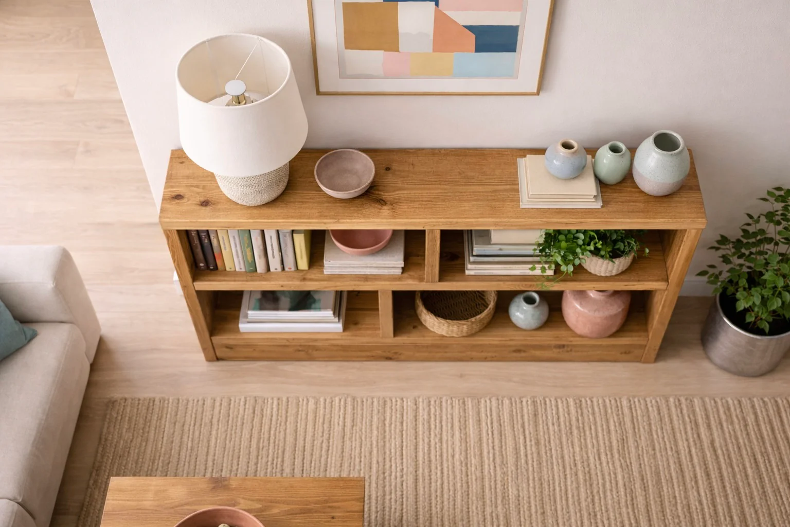 Rustic Low Bookcase | Solid Wooden Display Shelving, Living Room, Kitchen, Office - Image 5