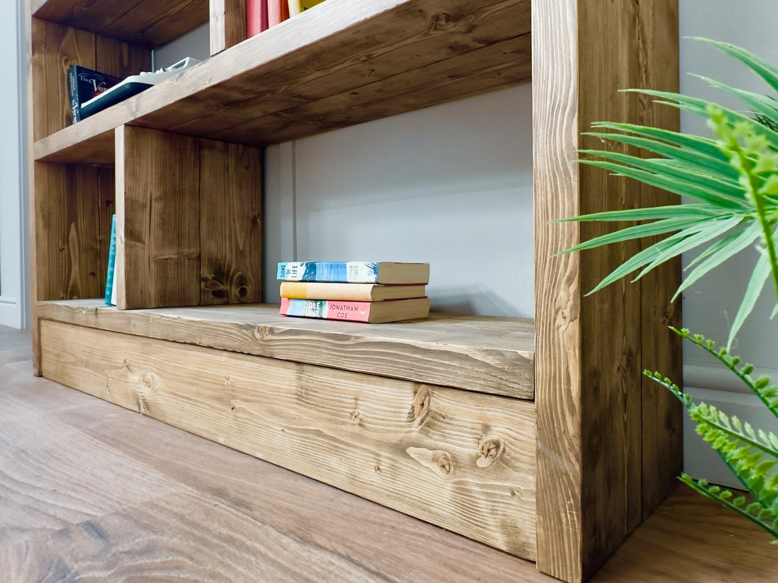 Rustic Low Bookcase | Solid Wooden Display Shelving, Living Room, Kitchen, Office - Image 6