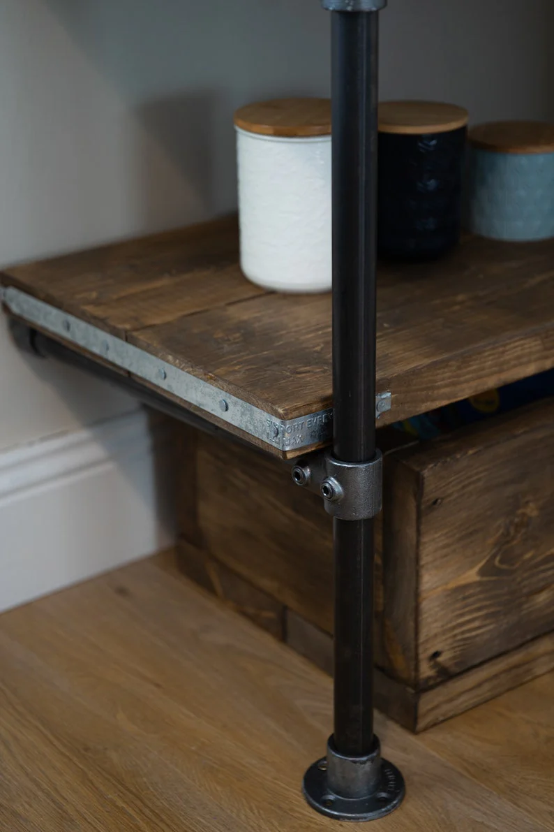 Rustic Wooden Scaffold Board Shelving Unit on Steel Tube Frame, Reclaimed, Bookcase - Image 7
