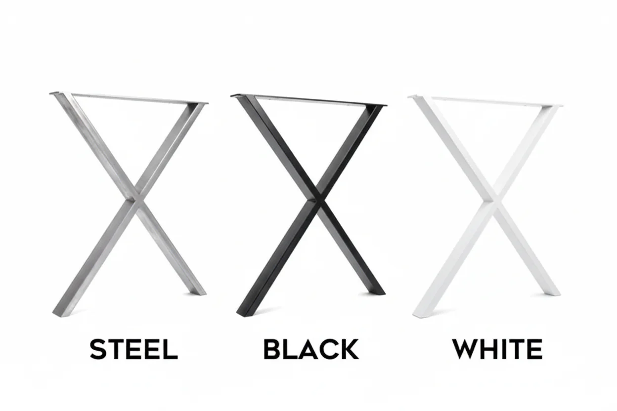 Industrial Rustic Desk, X Frame Steel Legs. Solid Wood. - Image 12