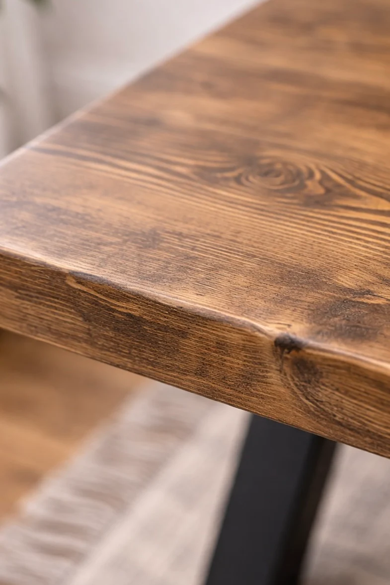 Industrial Rustic Desk, X Frame Steel Legs. Solid Wood. - Image 4