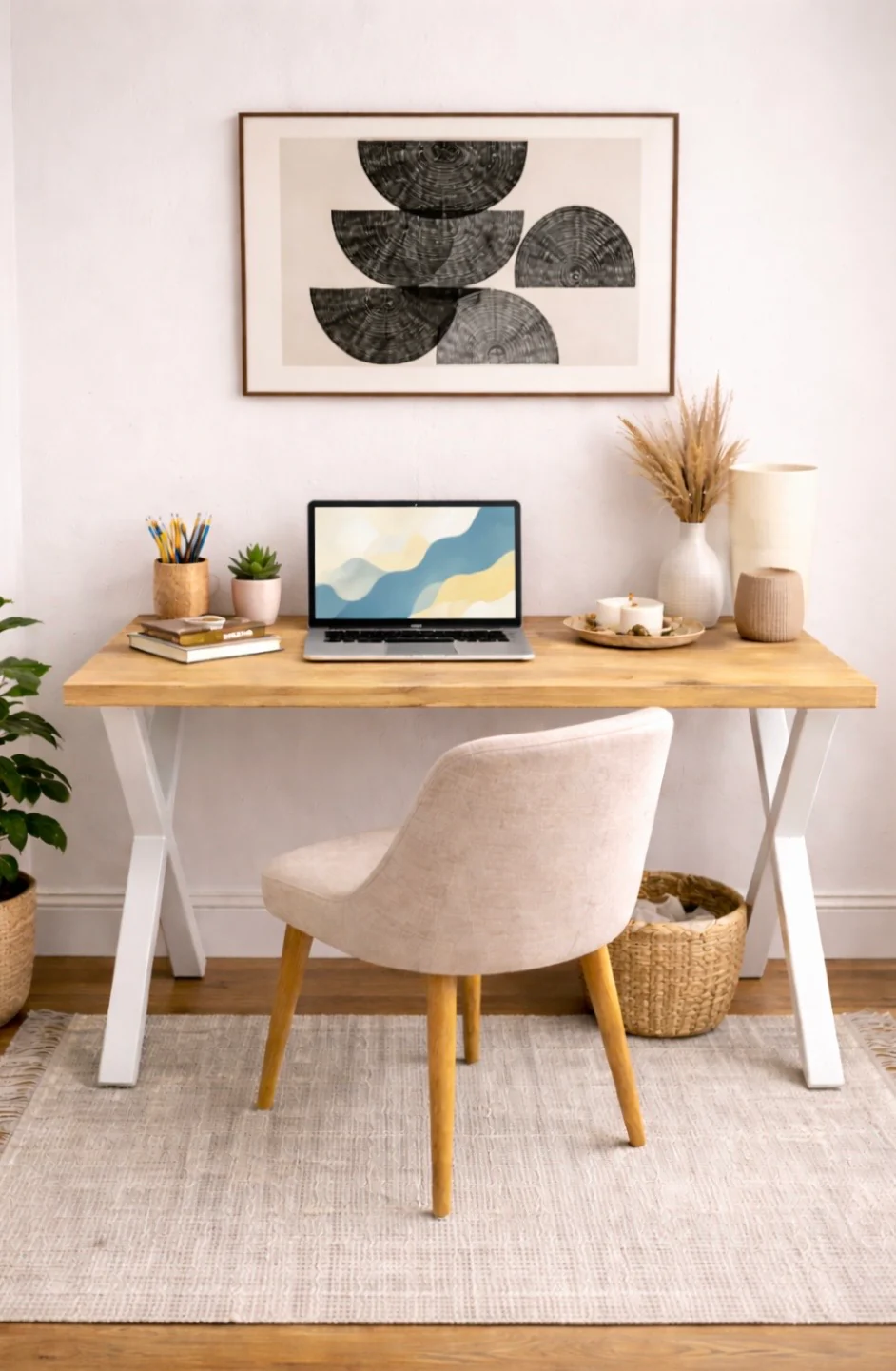 Industrial Rustic Desk, X Frame Steel Legs. Solid Wood. - Image 8