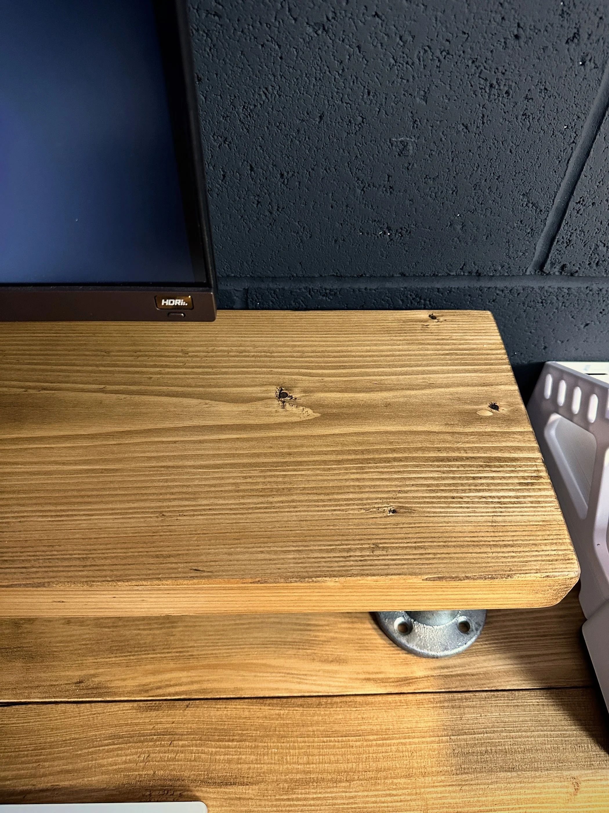 Scaffold Board MONITOR RISER on Steel Pipe Supports | Computer PC Stand Laptop Shelf | Desk Accessory | Rustic Reclaimed | Industrial Tube - Image 7