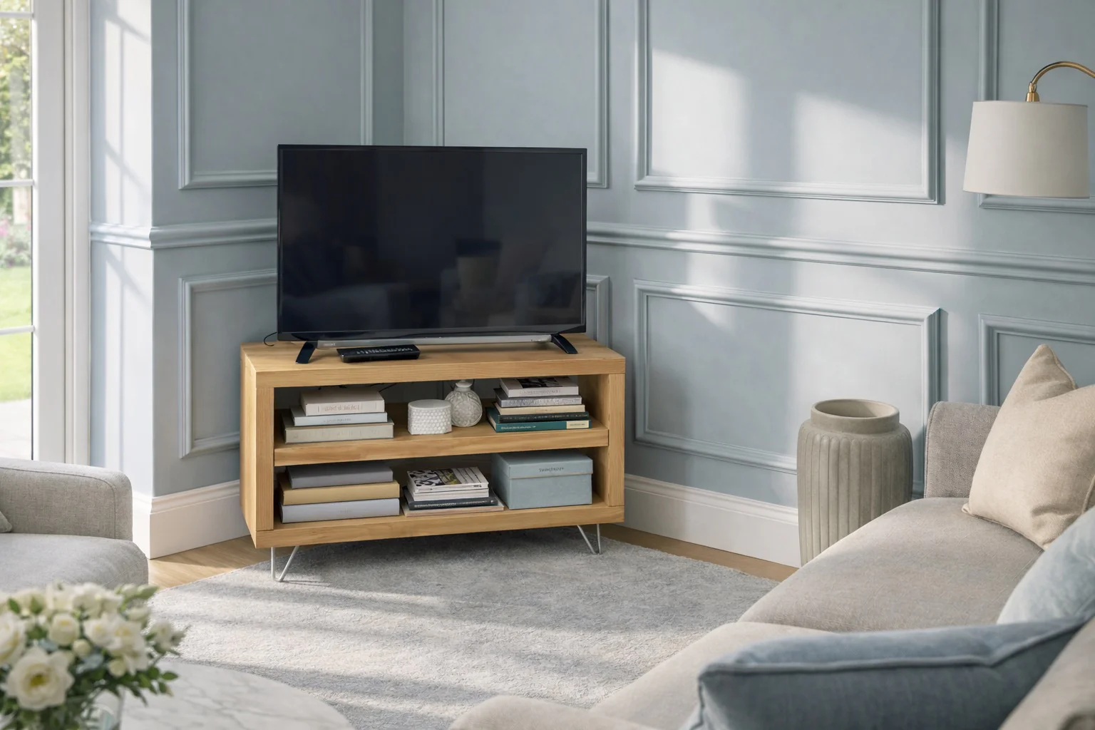 Industrial Style TV Unit, Rustic Solid Wood TV Cabinet, Sideboard on Hairpin Legs - Image 10