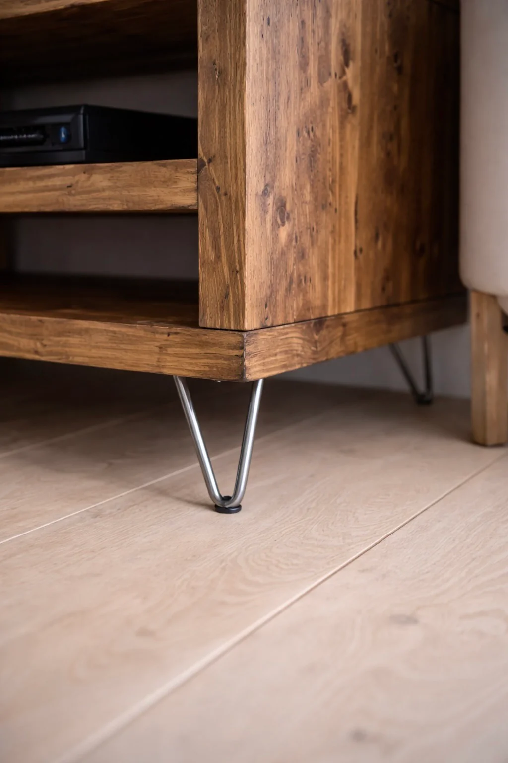 Industrial Style TV Unit, Rustic Solid Wood TV Cabinet, Sideboard on Hairpin Legs - Image 12