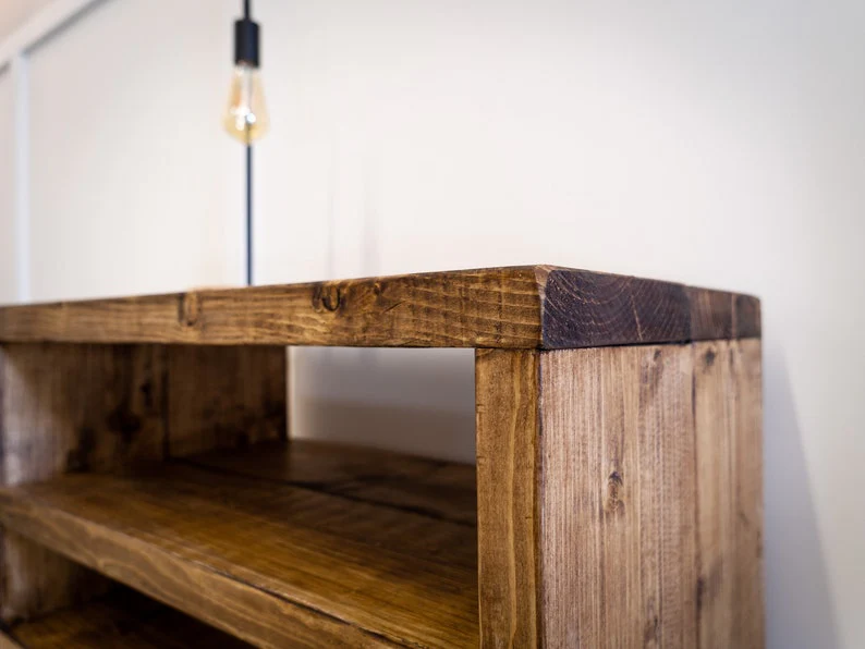 Industrial Style TV Unit, Rustic Solid Wood TV Cabinet, Sideboard on Hairpin Legs - Image 9