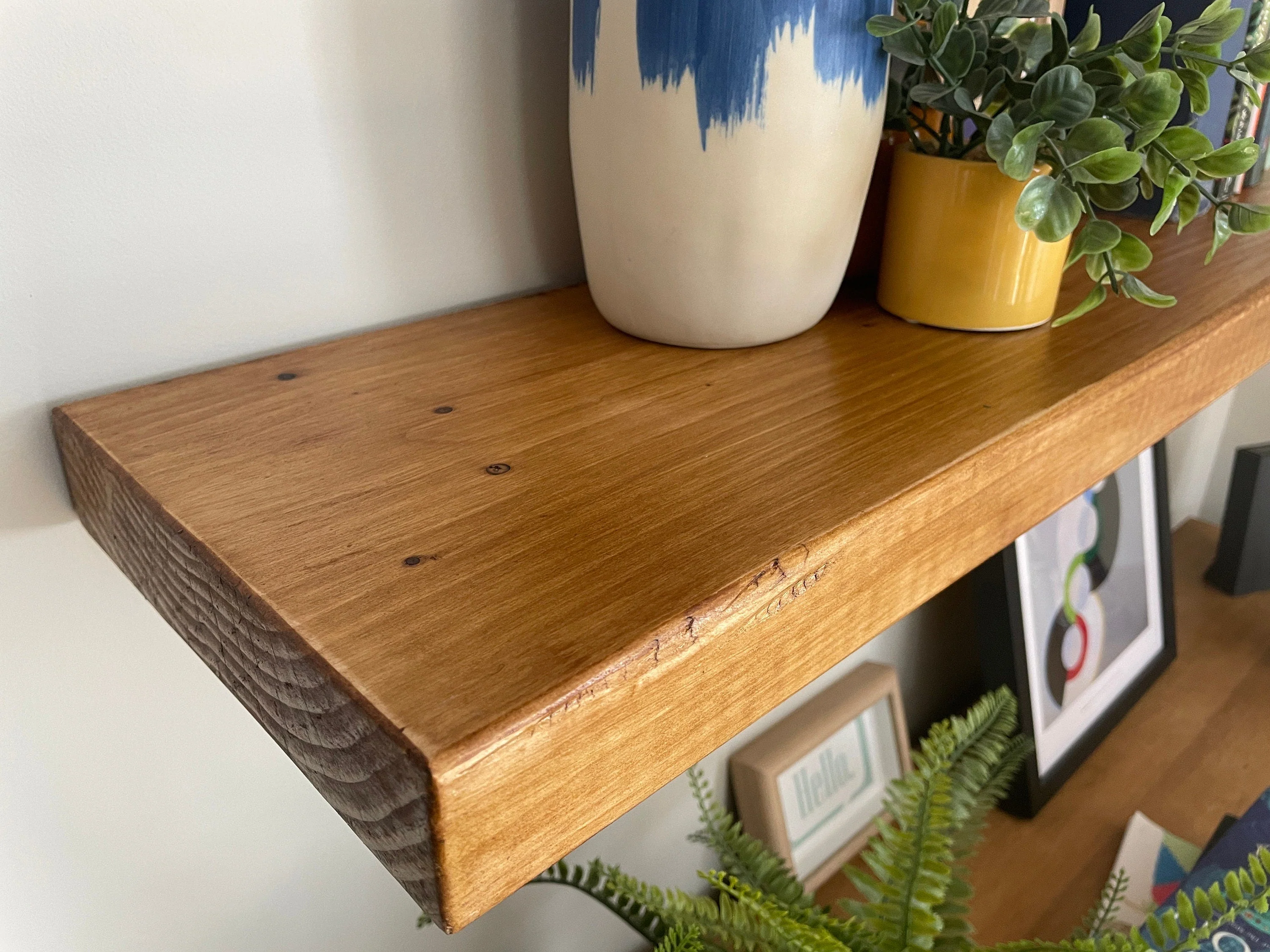 Rustic Wall Shelf, Prism Brackets, Industrial Bookshelf - Image 7