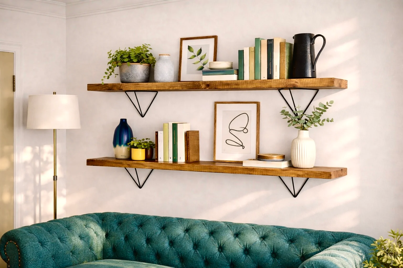 Rustic Wall Shelf, Prism Brackets, Industrial Bookshelf - Image 8