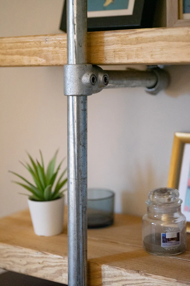 Scaffold Board Wall Shelf Unit, Bookcase, Bookshelves on Steel Tube Frame, Industrial, Rustic, Reclaimed Style - Image 6