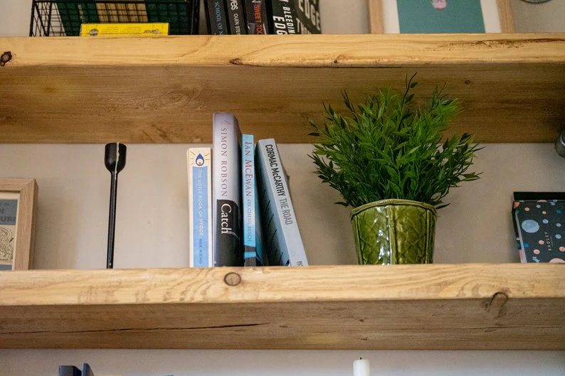 Scaffold Board Wall Shelf Unit, Bookcase, Bookshelves on Steel Tube Frame, Industrial, Rustic, Reclaimed Style - Image 8