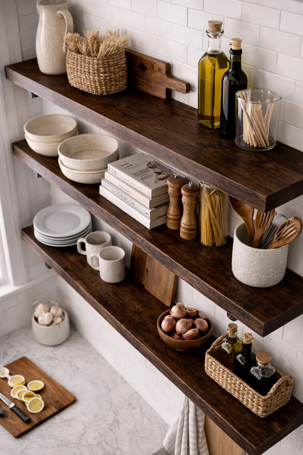 Rustic Wall Shelf with Steel Pipe Brackets. Solid Wood, Industrial Bookshelf - Image 10