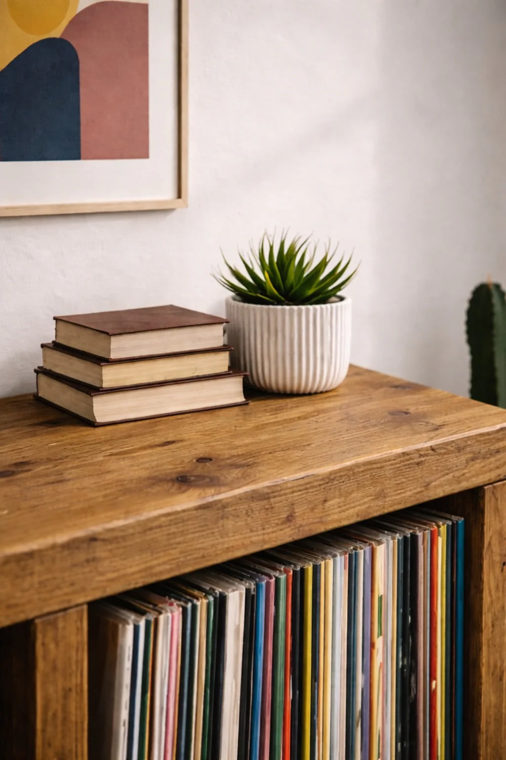 Solid Wood Record Cabinet: Vinyl Storage TV Stand - Image 3