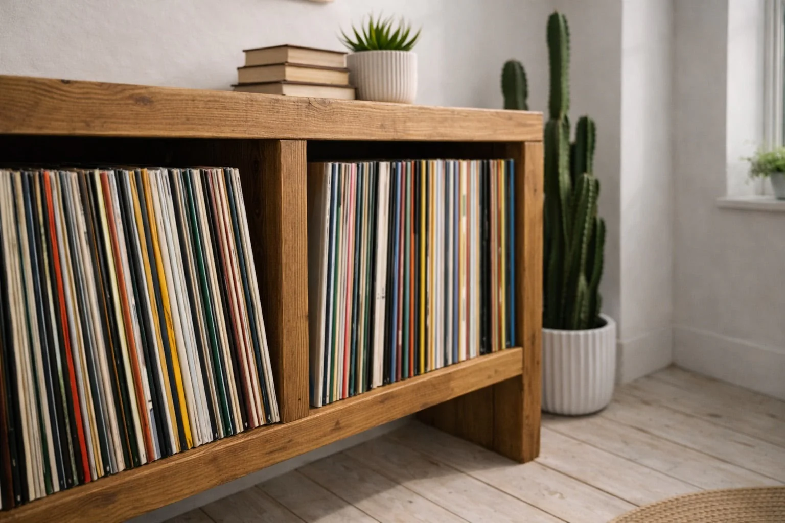 Solid Wood Record Cabinet: Vinyl Storage TV Stand - Image 4