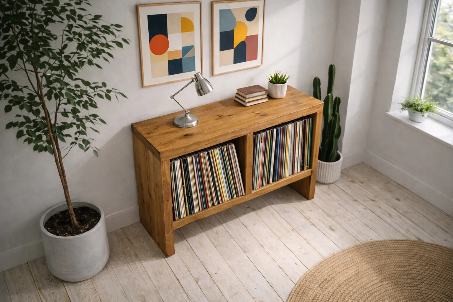 Solid Wood Record Cabinet: Vinyl Storage TV Stand - Image 6